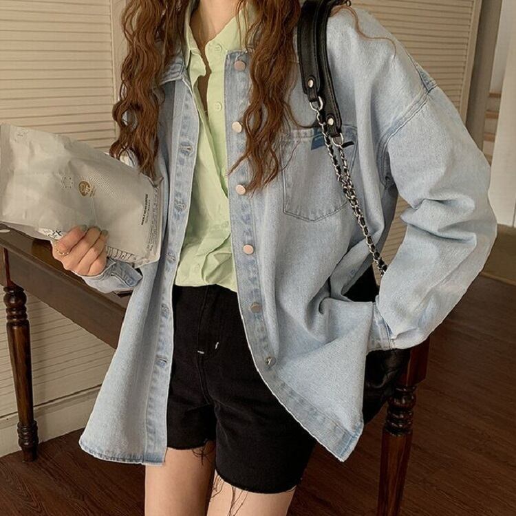 トップス シャツジャケット デニムシャツ フロントボタン 長袖 レディース Ladiesfashion Kandk