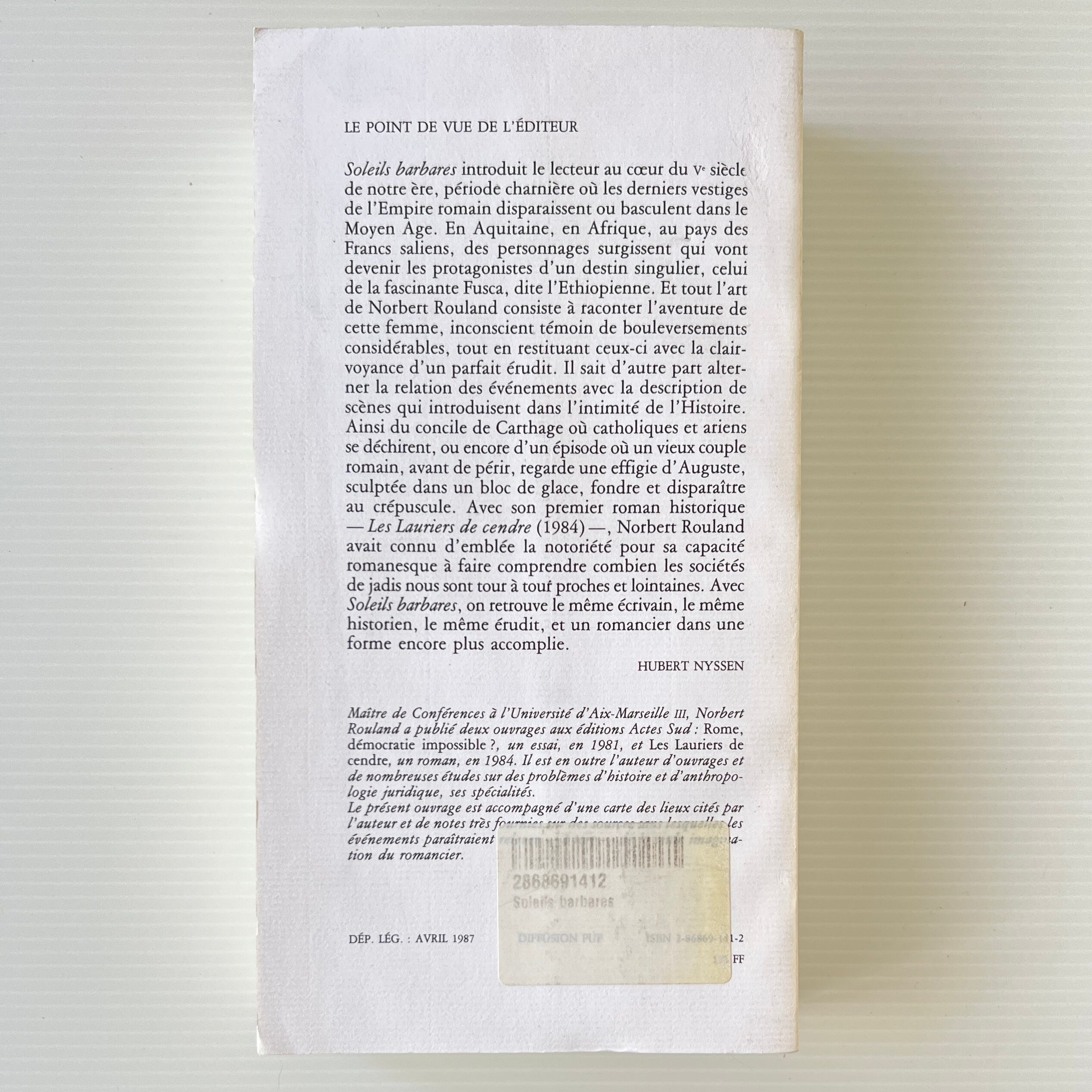 Soleils barbares / Norbert Rouland / Actes Sud