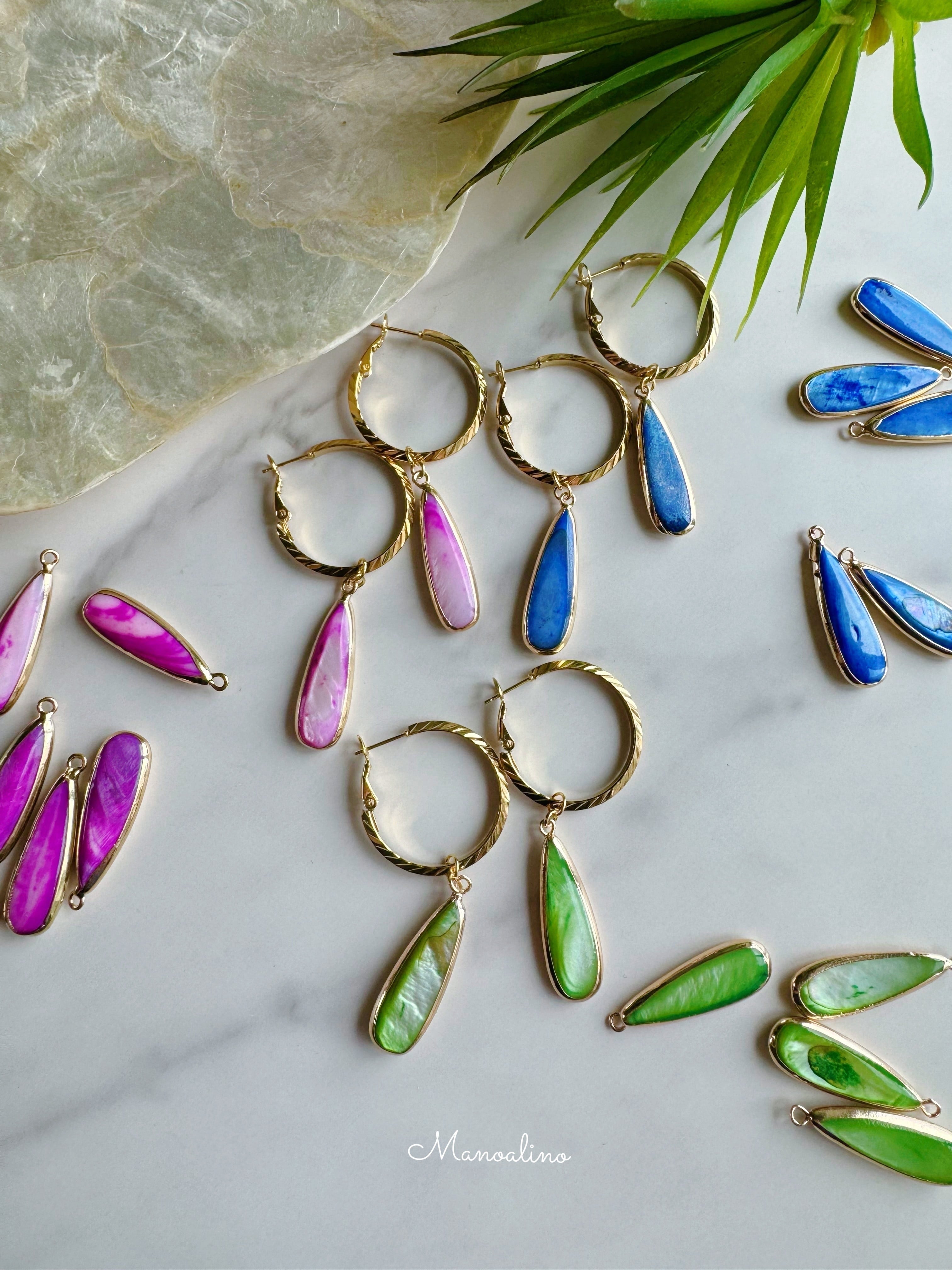 2Way”Colorful Freshwater shell earring(カラフル淡水シェルピアス 