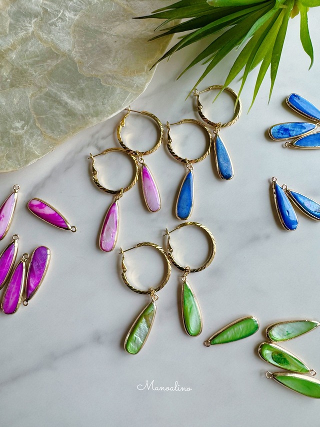 ”2Way”Colorful Freshwater shell earring(カラフル淡水シェルピアス)