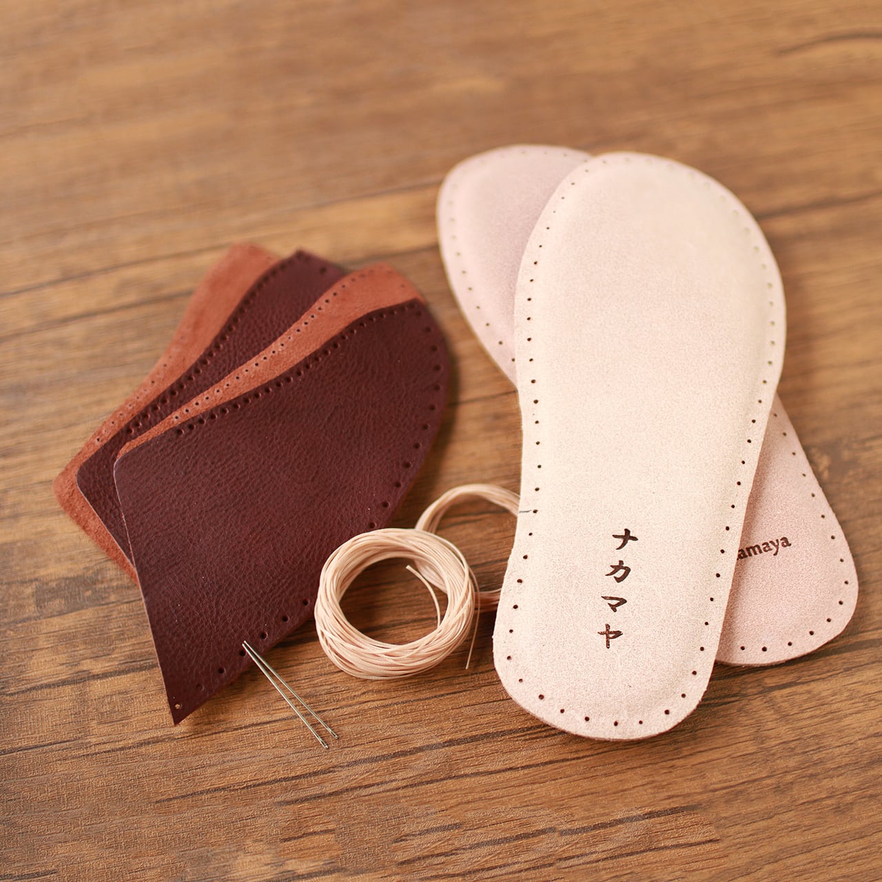 在庫限り特別価格！】送料込み 濃茶 おうちで縫える本革ルームシューズ