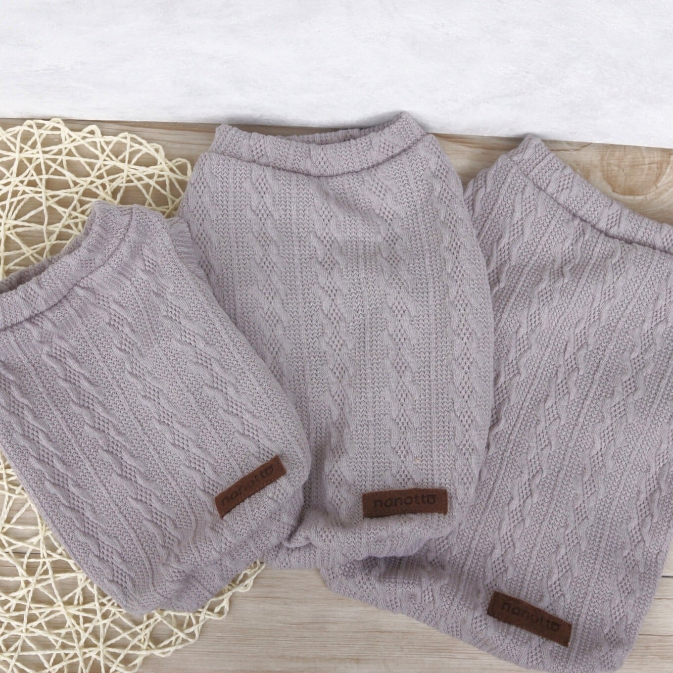 アラン風ニットタンクトップ（グレー） 犬服【ハンドメイド】 | nanotto