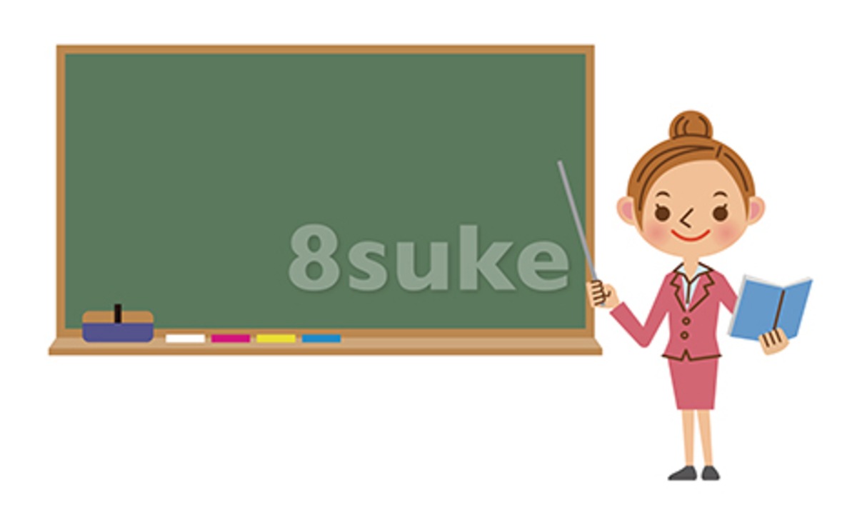 イラスト素材 黒板を使って授業をする先生 女性 ベクター Jpg 8sukeの人物イラスト屋 かわいいベクター素材のダウンロード販売