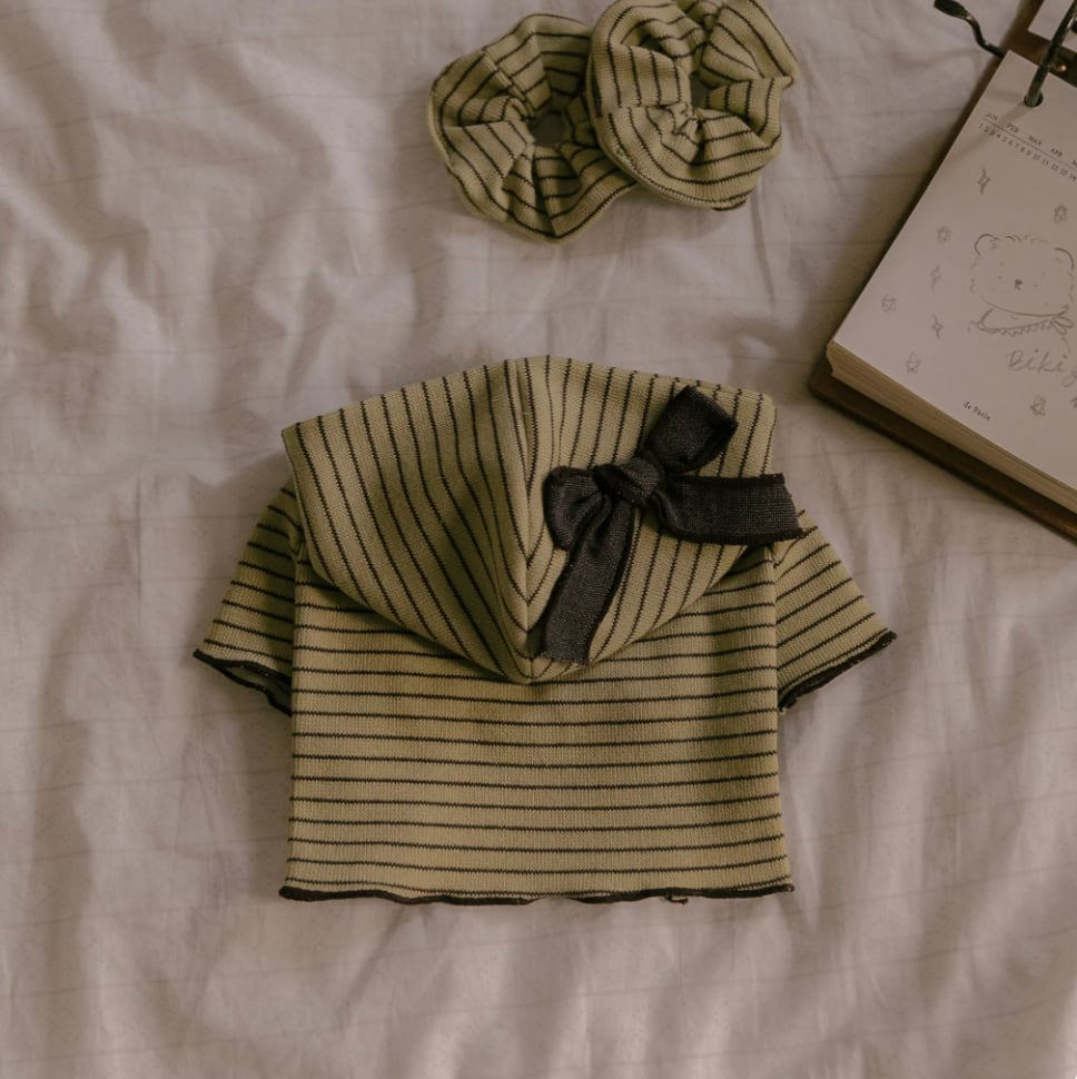 予約【kiki＆nini】Bow Stripe Hoodie（Green）