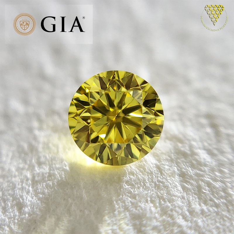 FANCY INTENSE YELLOW 0.094ct＆0.110ct/HS