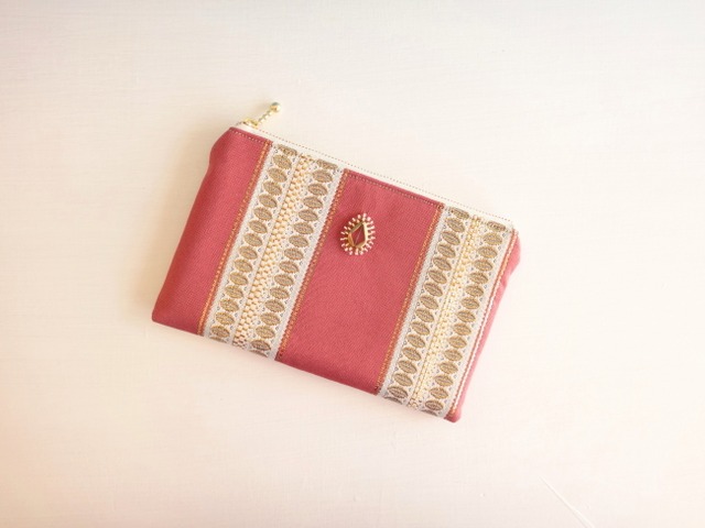 チュニジア布のぺたんこポーチ（サハラの夕焼けno.３）
