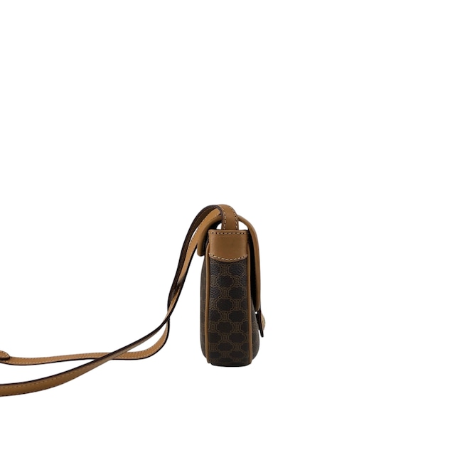 CELINE セリーヌ マカダム ショルダーバッグ ブラウン トリオンフ PVC ミニバッグ vintage ヴィンテージ オールド mfvtfa