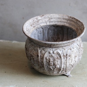 ブリキ植木鉢　アンティークデコレサークルSGY　アンティーク調　シャビーシック　オシャレ　UF569