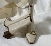 スクエアハイヒールショートブーツ