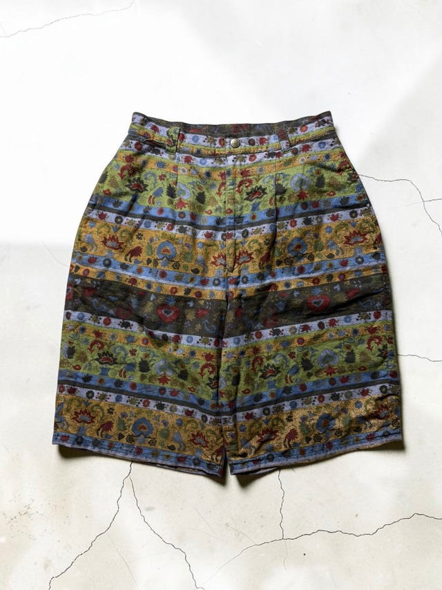 C.P. COMPANY All Over Ethnic Floral Pattern Multicolor Wide Shorts