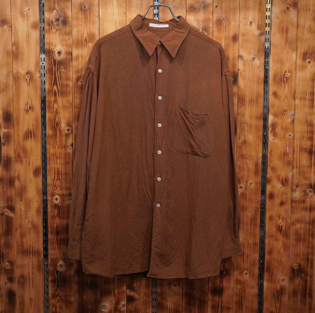 90s perry ellis ペリーエリス リネン レーヨン シャツ L/ブラウン
