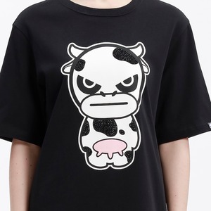 SALE【HIPANDA ハイパンダ】レディース Tシャツ ワンピース WOMEN'S Year of the Ox PRINT SHORT SLEEVED LONG T-SHIRT / WHITE・BLACK