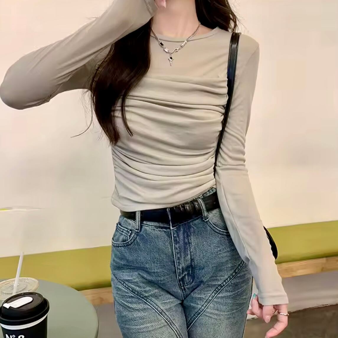 シアーシャーリングロングTシャツ