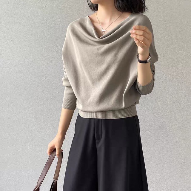 ドレープネックニットプルオーバー　0210