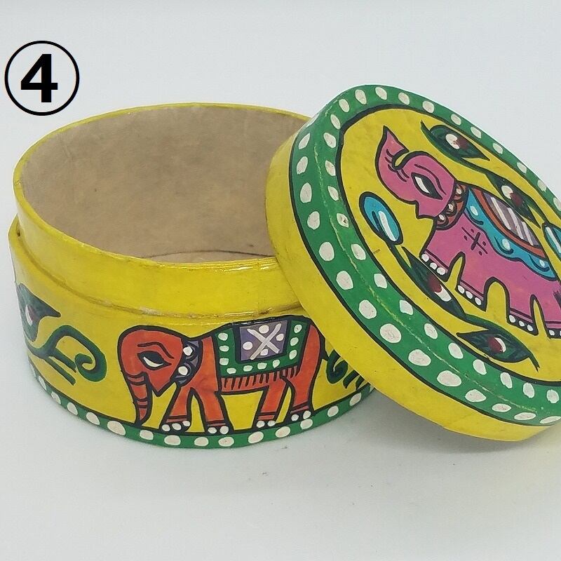 ネパール雑貨】ミティラーオーバルボックス 柄全10種 /海外雑貨