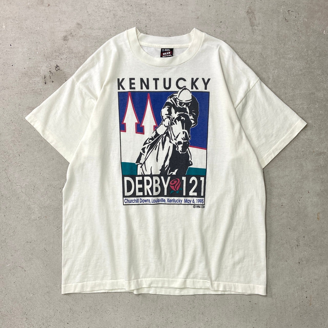 90年代 USA製 KENTUCKY DERBY 1995 競馬 アニマル プリントTシャツ 