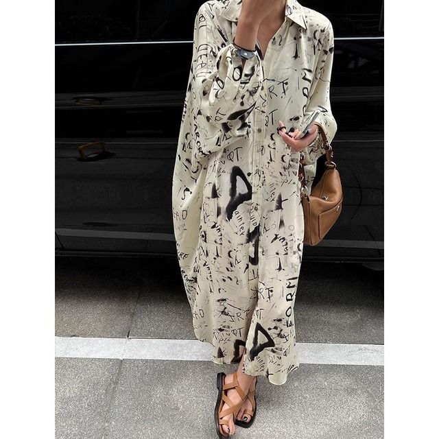 Printed shirt dress　S0121