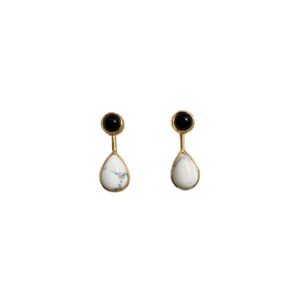 'Monotone drop' pierced earrings