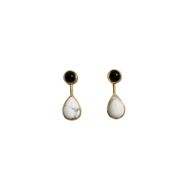 'Monotone drop' pierced earrings