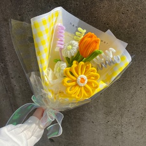 gingham bouquet series orange 【ギンガムチェック】 | fuwafuwa flower