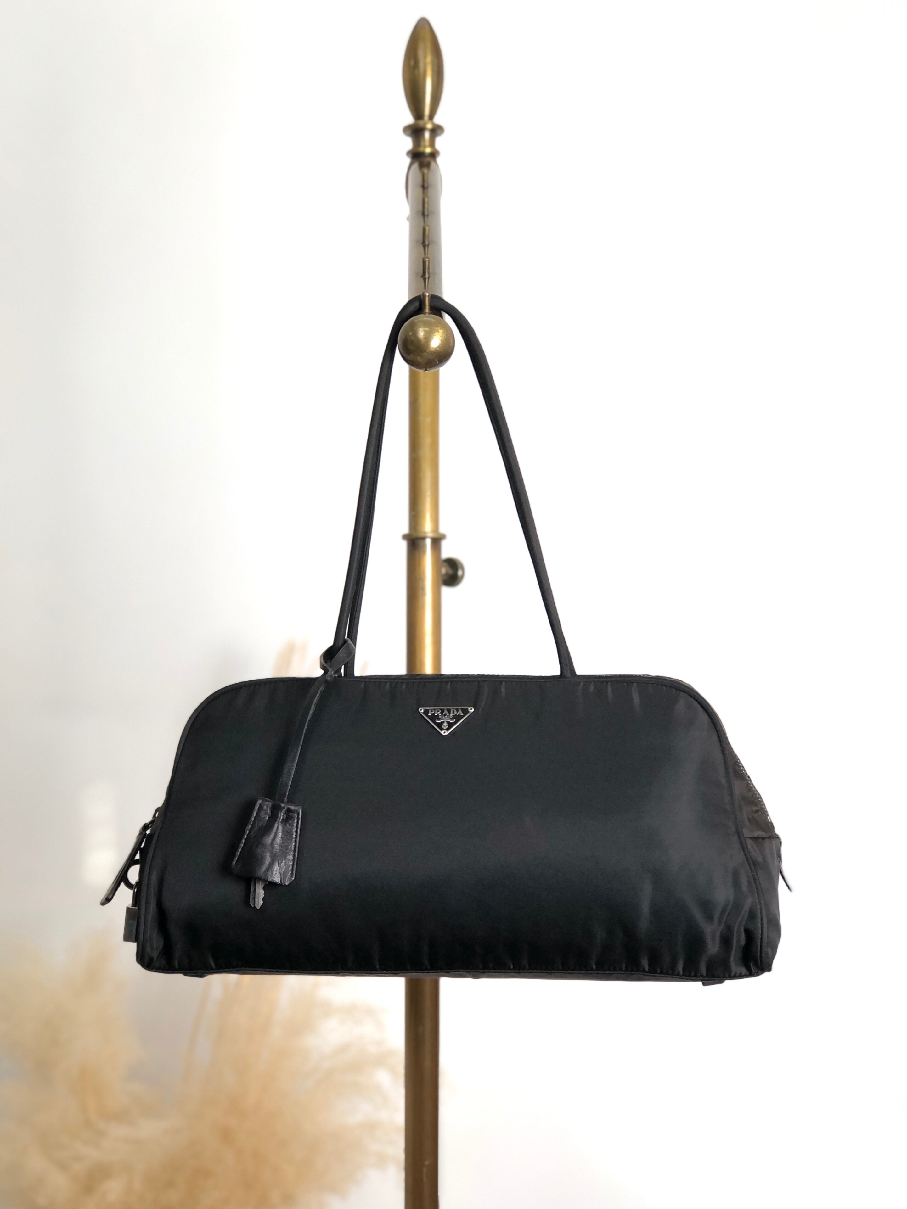 PRADA プラダ トートバッグ ブラック トライアングルロゴ ナイロン パドロック ミニボストン vintage ヴィンテージ オールド a3zkst