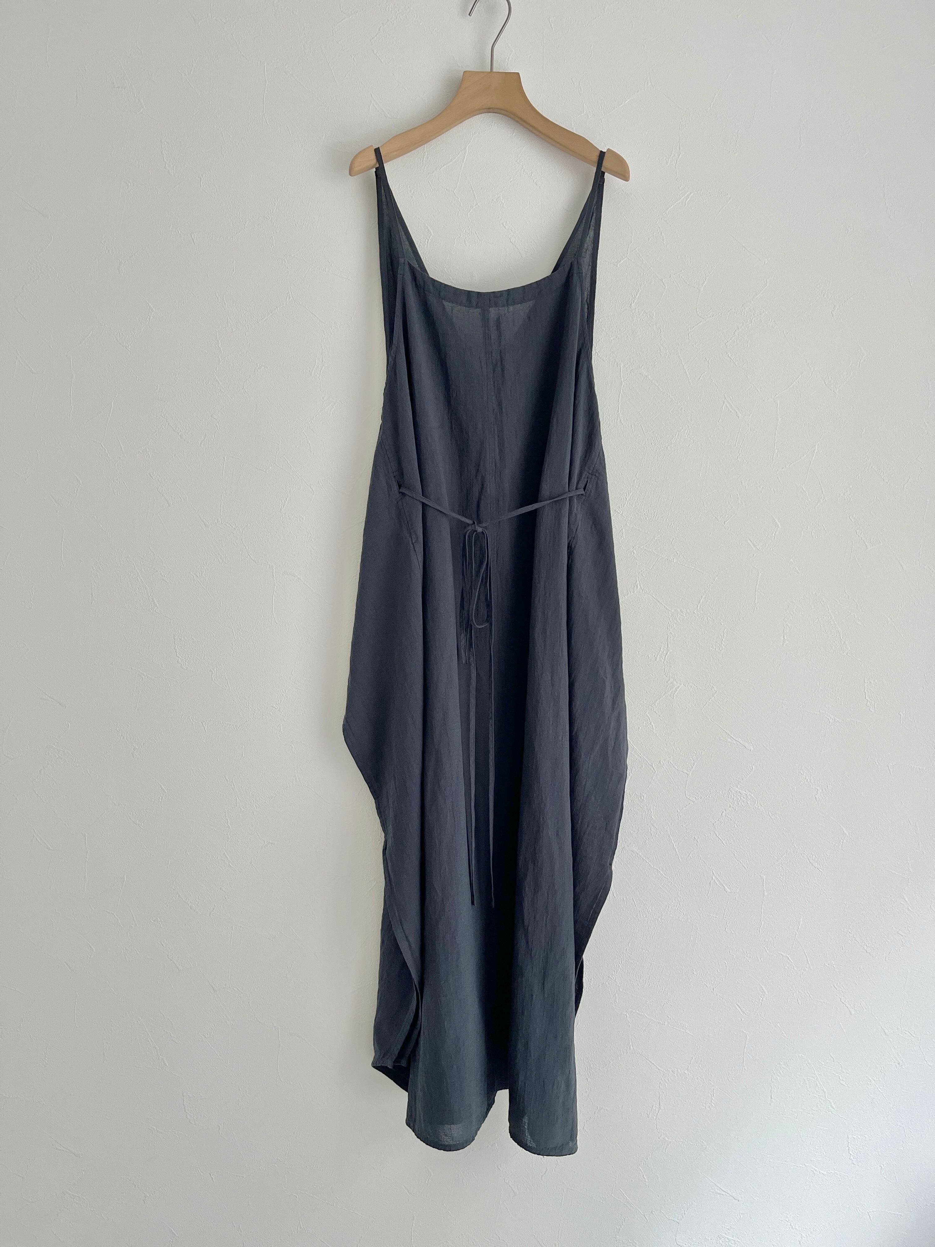 yuni／強撚CottonLinen 近江晒 wrap ワンピース (チャコール