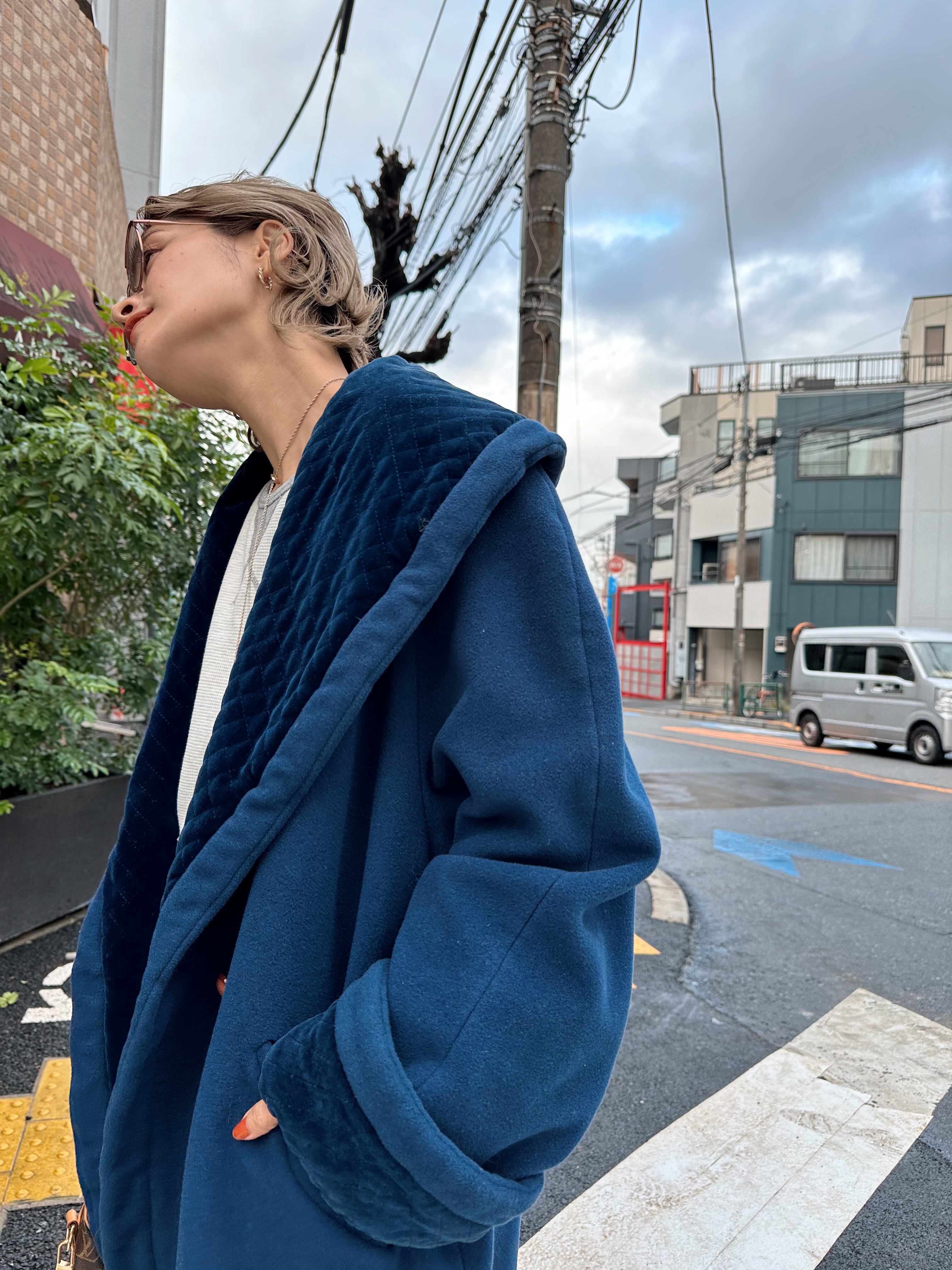 (OT714)Velor shawl collar coat