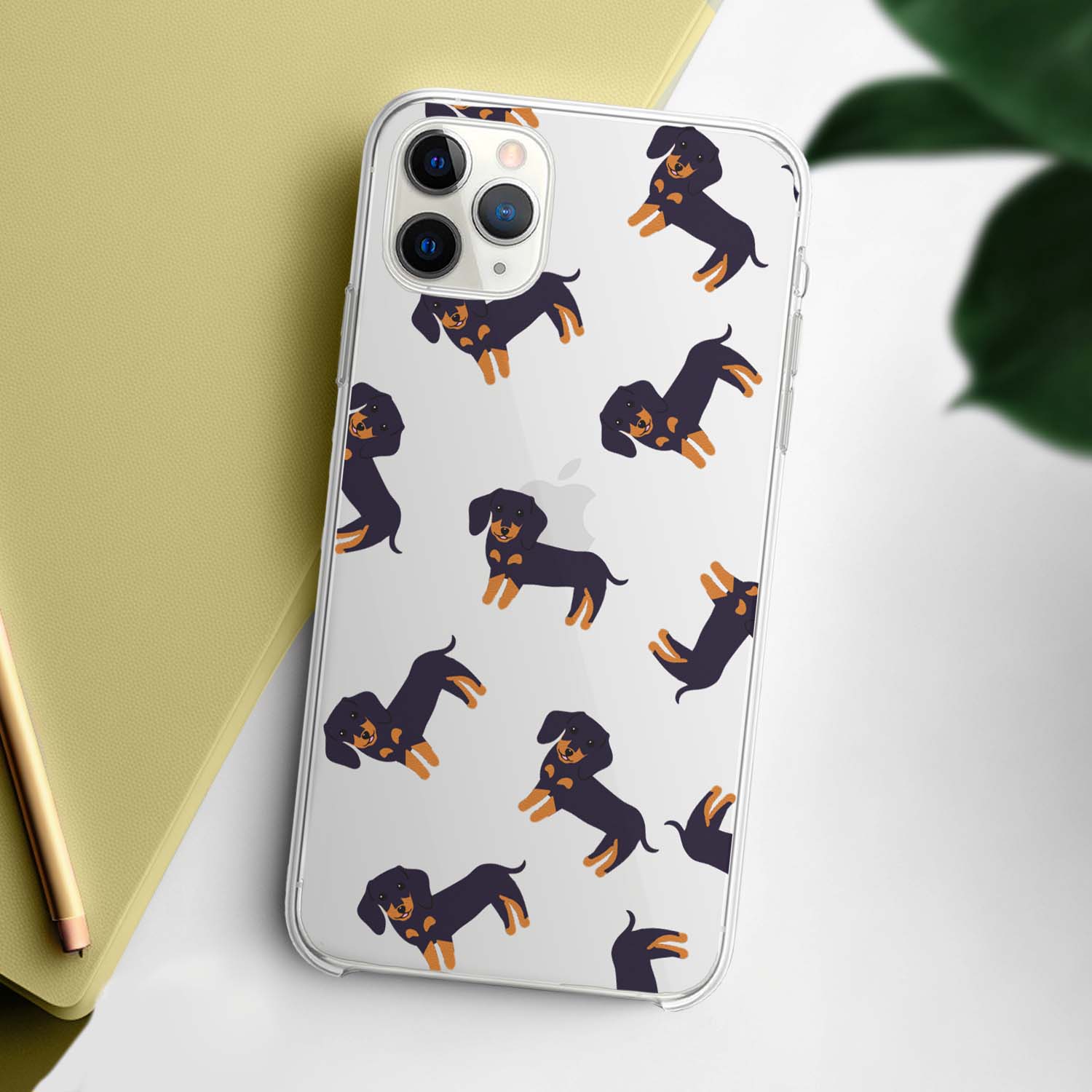 ダックスフンド パターン柄 】 スマホケース クリアソフトケース 犬 犬