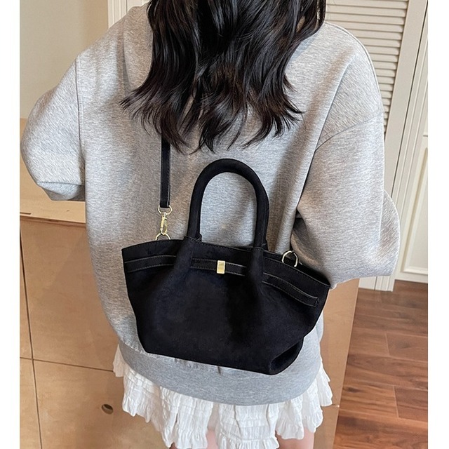 エコスウェード ショルダーバッグ・スモールトートバッグ ブラック BA00865