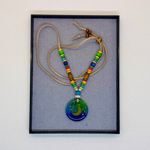 星空　三日月　ペンダント　グリーン