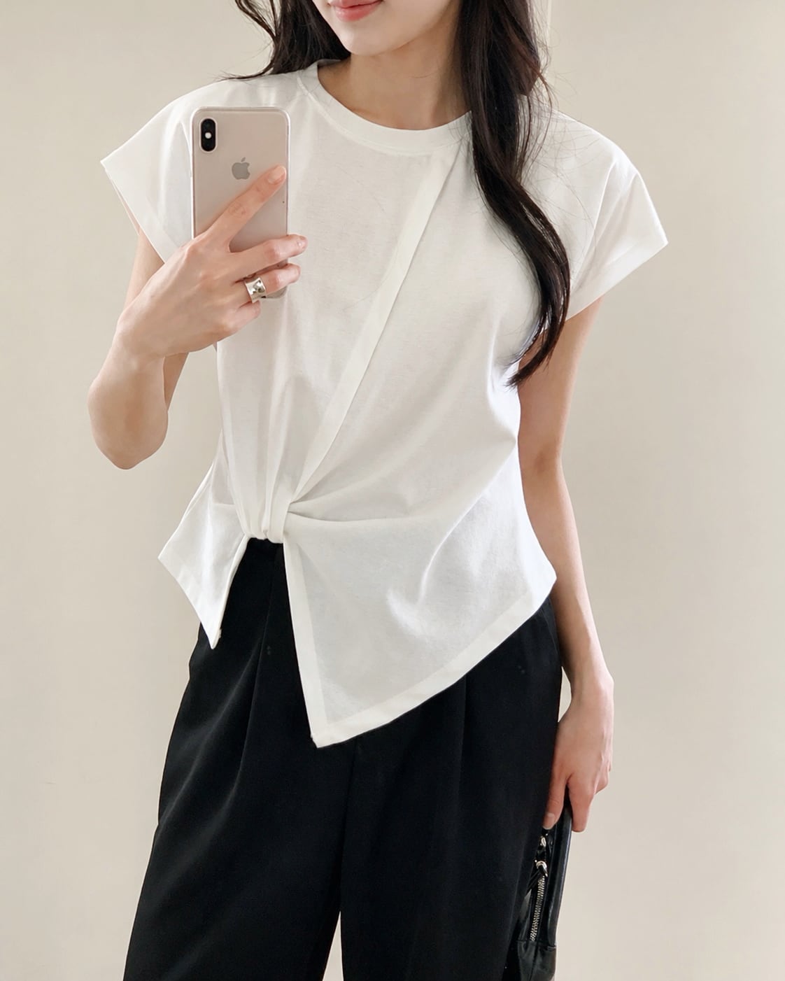 *即納*draped twist tops (White / Black)