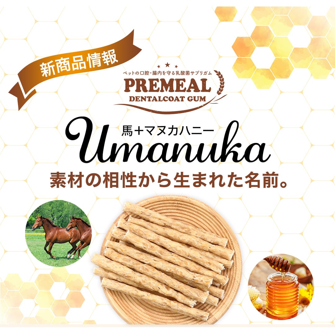PREMEAL デンタルコートガムUmanuka 50本入 馬皮＋マヌカハニー / 口腔