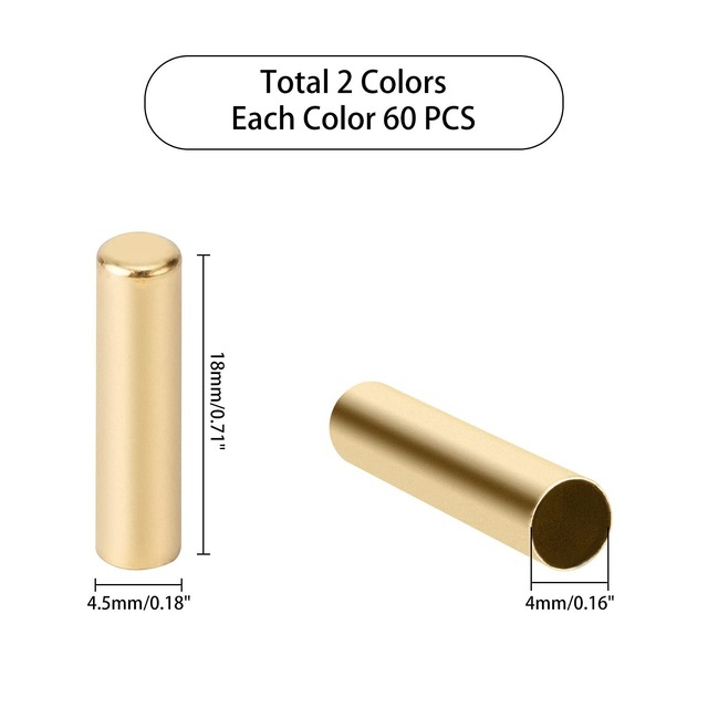 PH PandaHall 紐先金具 エンドパーツ コードエンド 紐先止め 紐止め金具 紐先カシメ 先止め金具 120個セット 紐先端金具 靴ひもの先を止めるもの ひも調節パーツ シルバー ゴルード アクセサリーパーツ