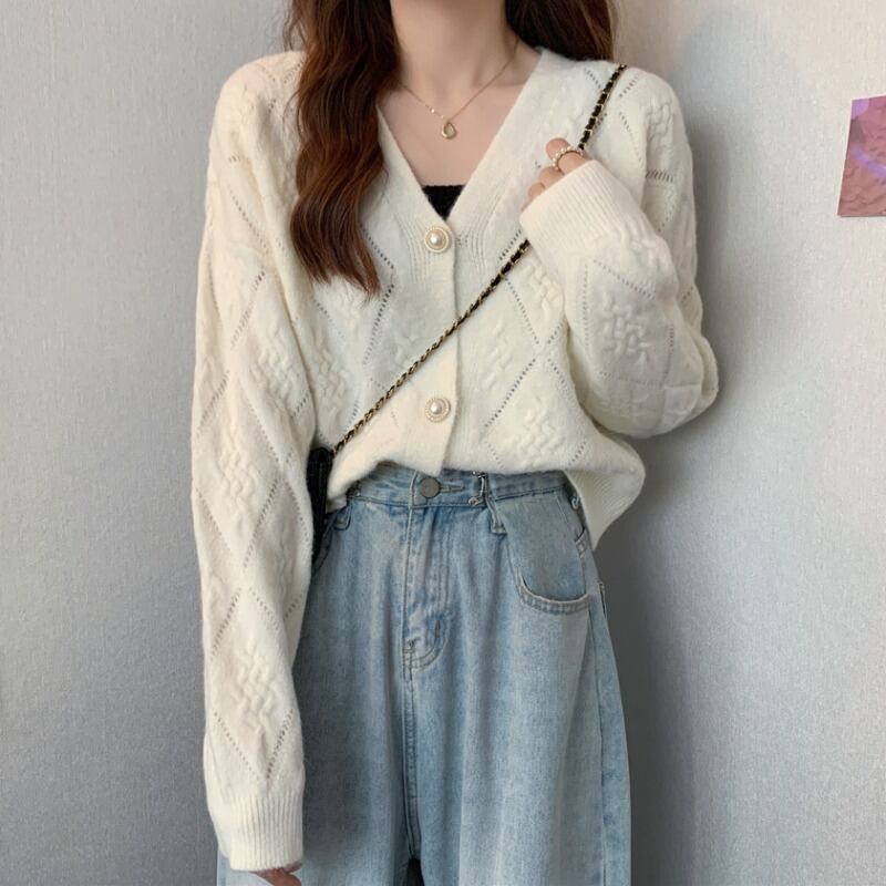 ニットカーディガンジャケット オータムスタイルルーズセーター トップス ロング 秋物 萌量不足67776573978