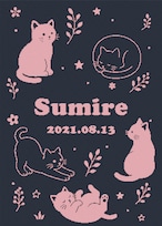 ドリームアニマル<NAME BLANKET キャット > POP【お名前ブランケット / オーガニックコットン】
