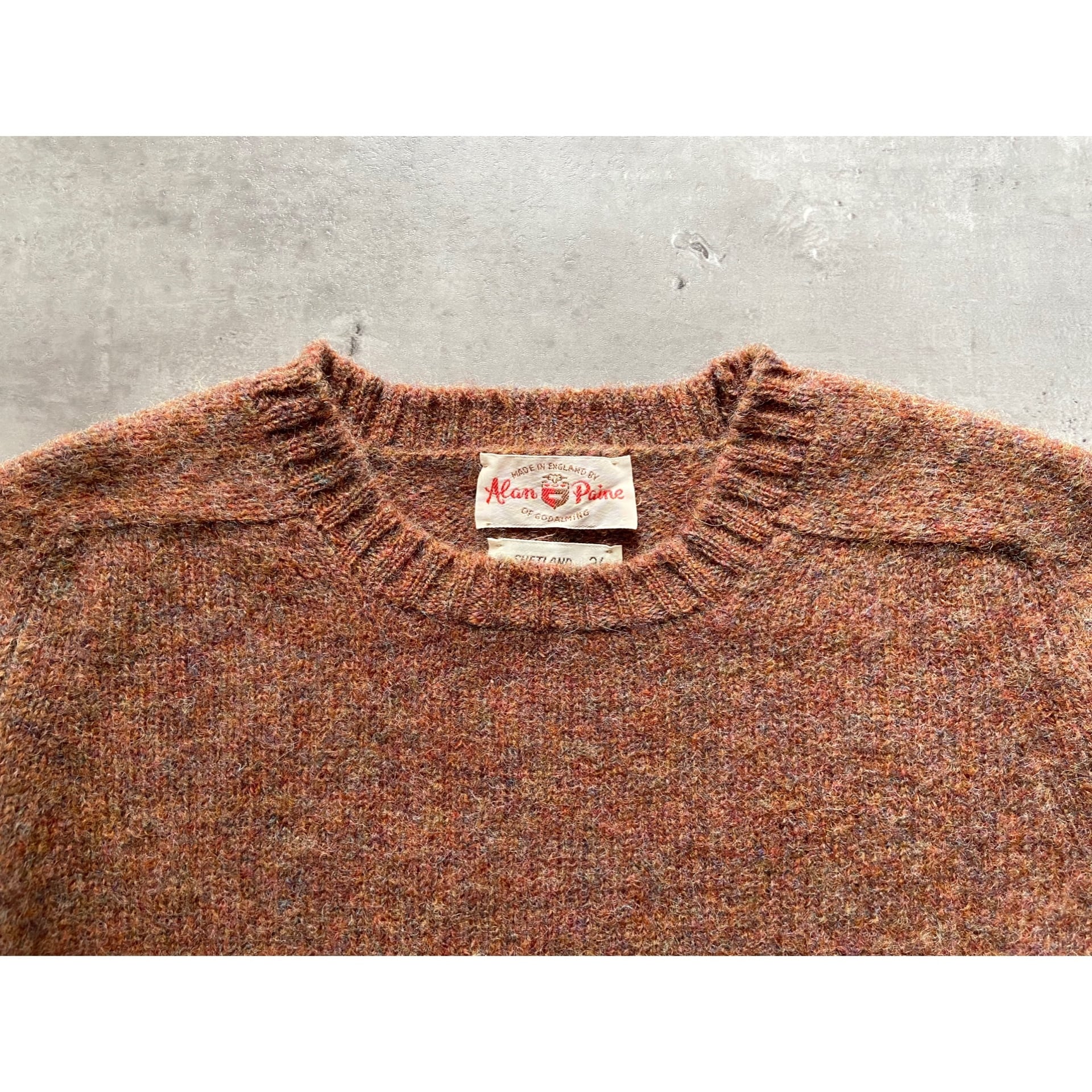 50s-60s alan paine vintage l/s knit sweater “SHETLAND WOOL” アラン