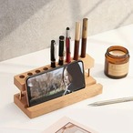ペンホルダー スマホ タブレット スタンド 木製 多機能 デスクアクセサリー