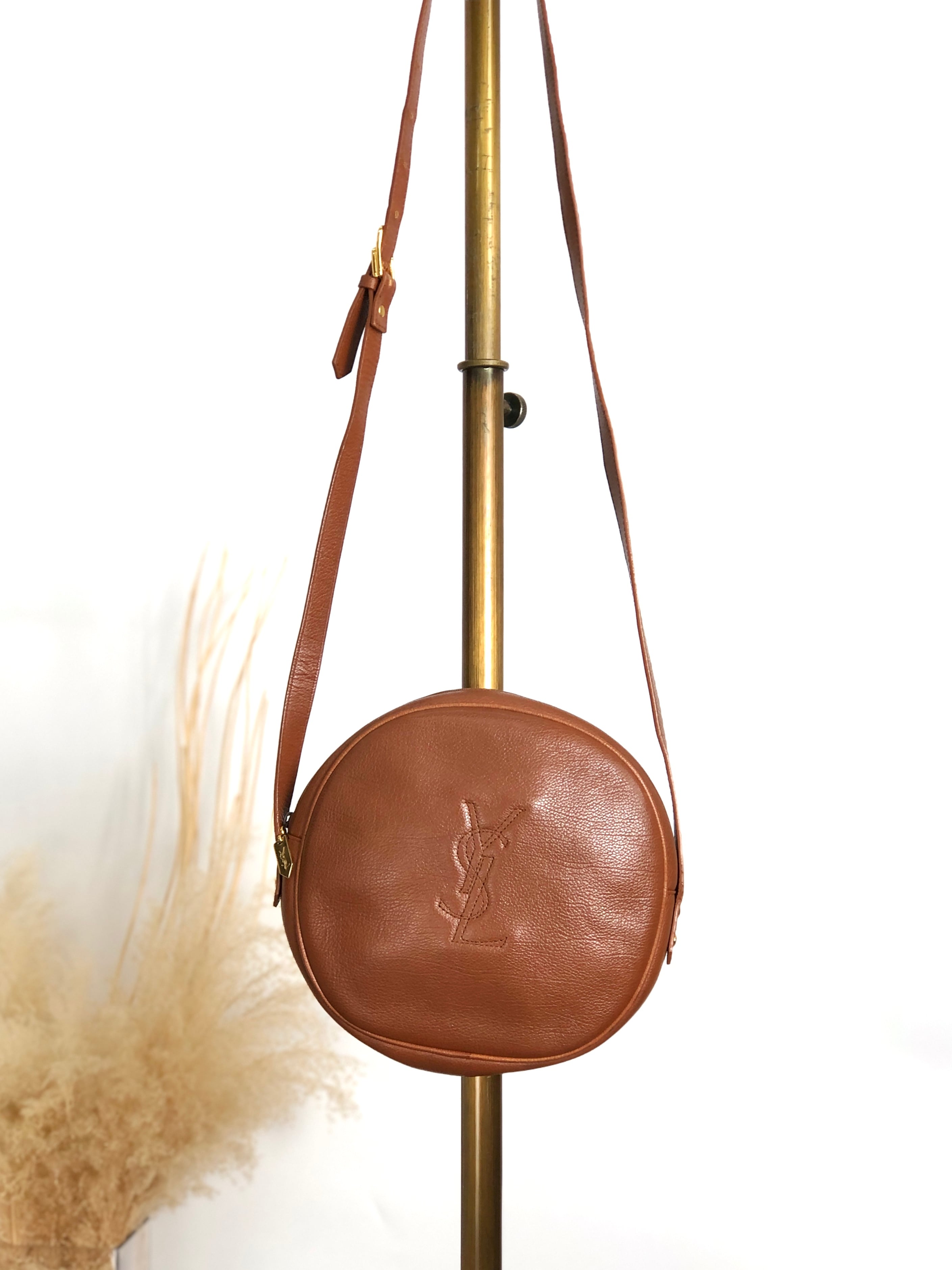 Yves Saint Laurent イヴ・サンローラン ショルダーバッグ ブラウン YSL レザー サークル vintage ヴィンテージ オールド nkx8ax