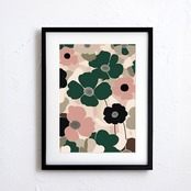 ボタニカル・ハーモニー｜ナチュラルとモダンが調和するフラワーアートポスター｜柔らかな色彩で空間を上品に彩るインテリアA4ポスター