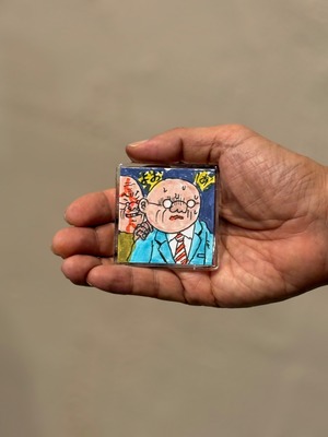 オリジナル手描きドローイングマグネット正方形「よぉ！」