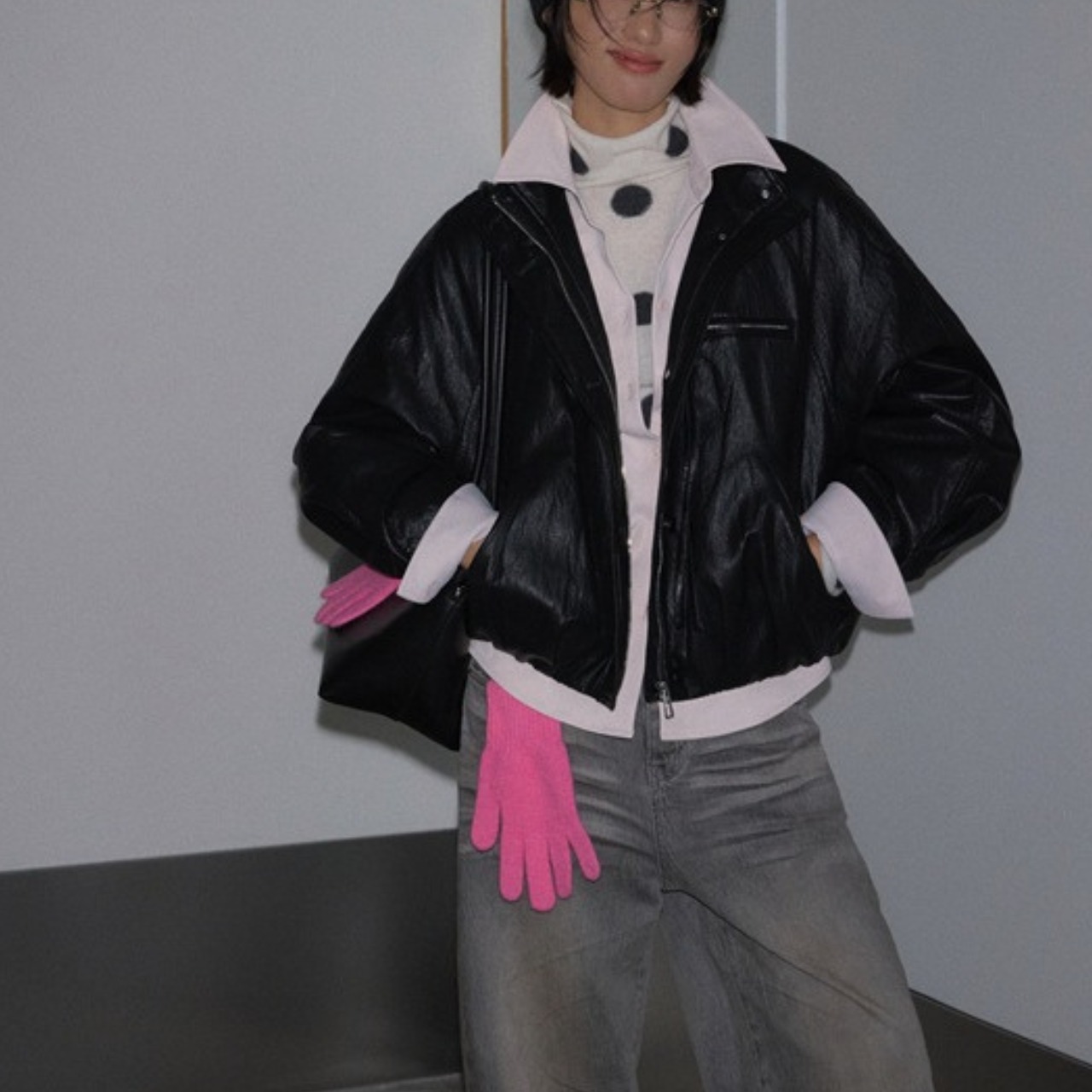 Button front cropped jacket T4020