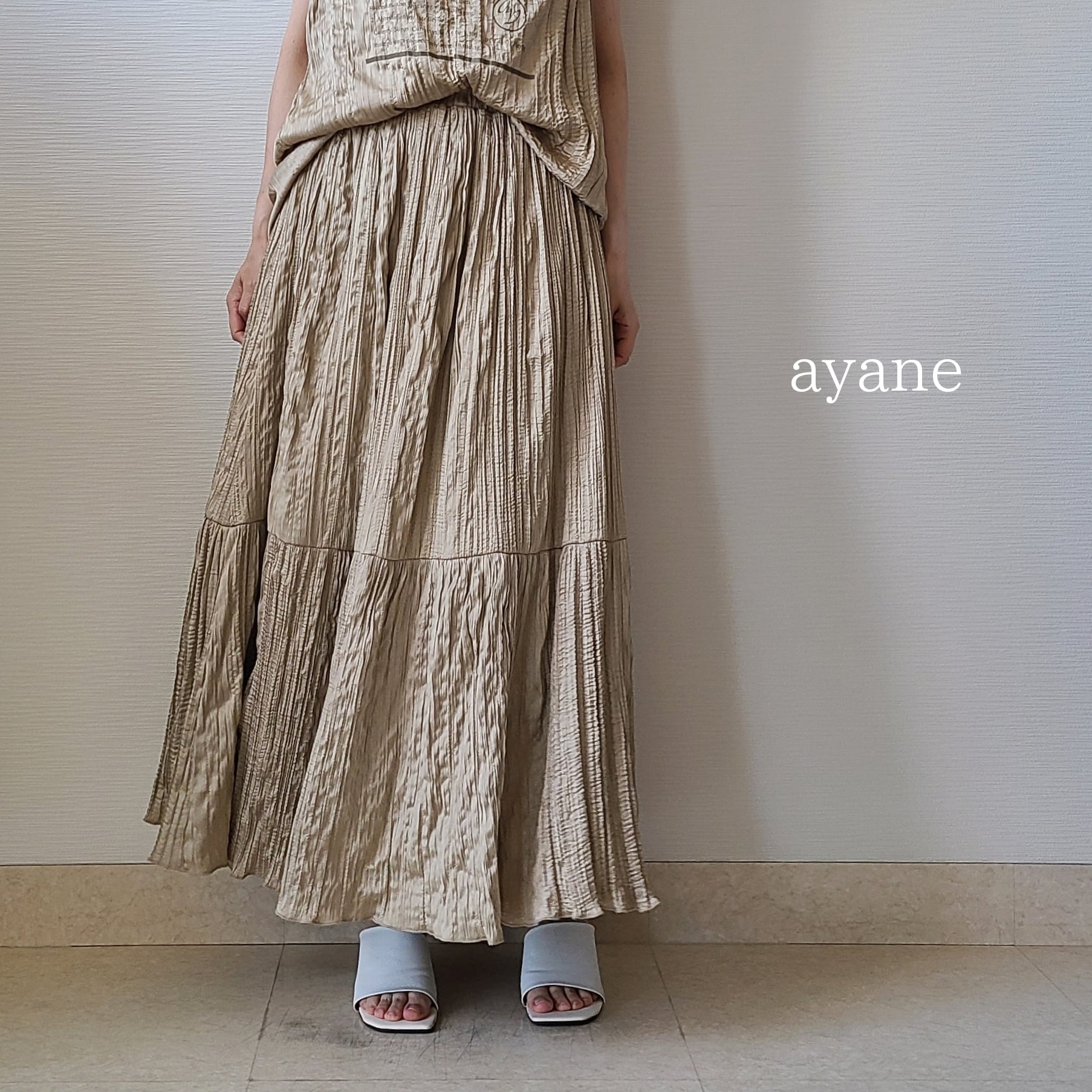 【ayane】波なみプリーツロングスカート(834604)