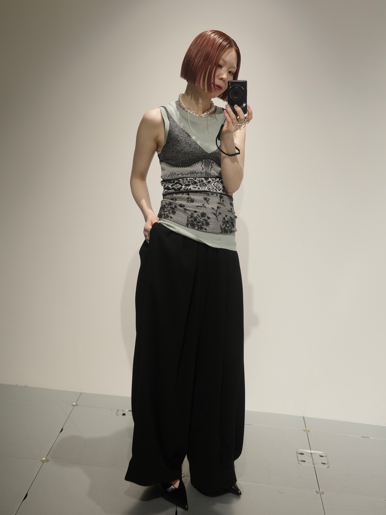 【26SS】Mame Kurogouchi マメ クロゴウチ /Floral Jacquard Knit Camisole Top - 5