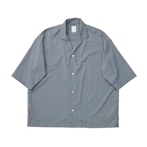 MINI PLAID H/S SHIRT / ミニチェックオープンカラー半袖シャツ (GRAY)