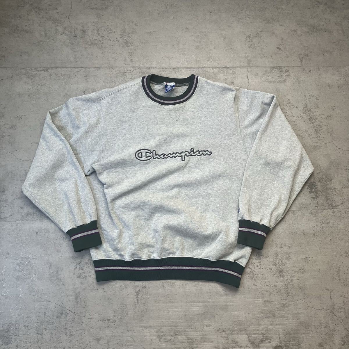 90s USA製 Champion スウェット 刺繍ロゴ リブライン スウェット M
