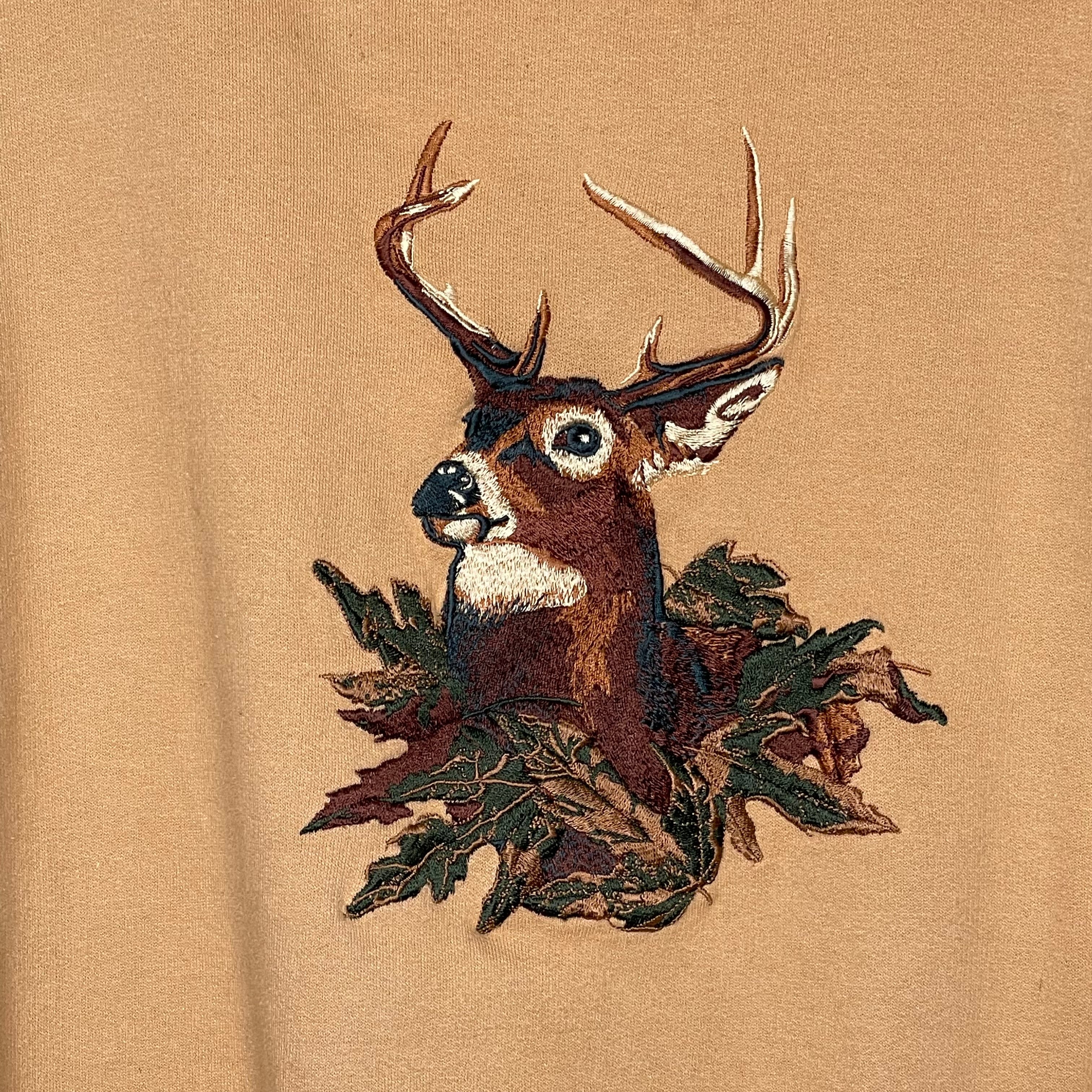 刺繍された鹿の角 パーカー