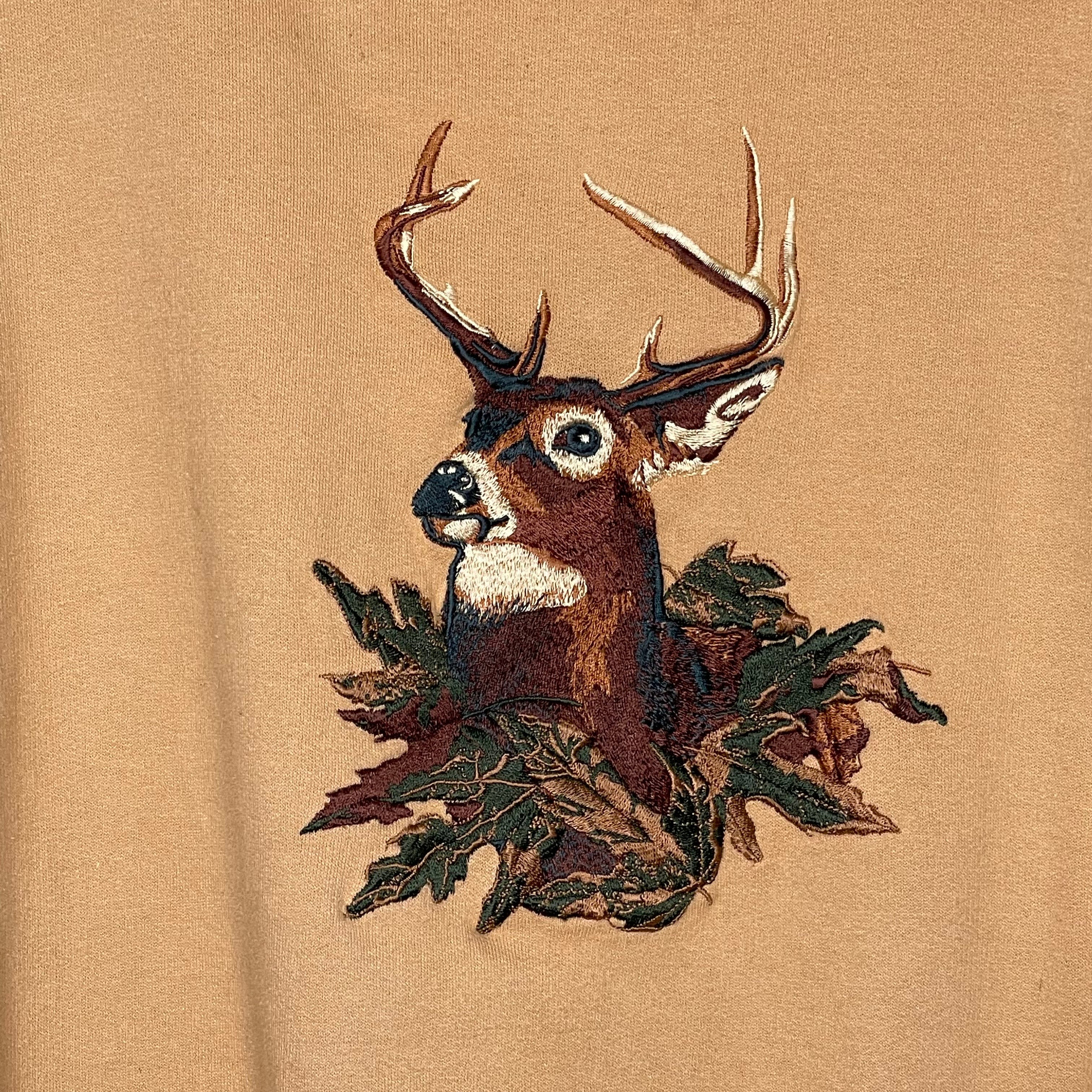 FIELD TESTED スウェット XL ブラウン 刺繍 鹿 アニマル ヘビー 