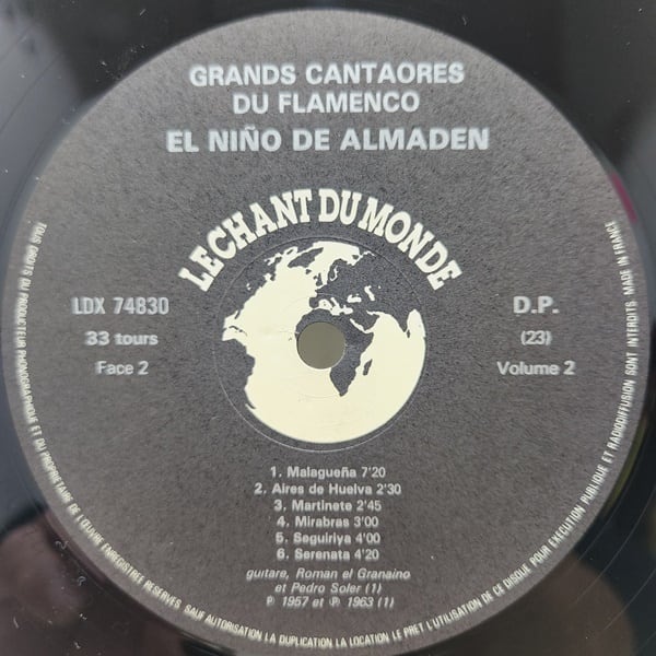 El Nino De Almaden / Grands Cantaores Du Flamenco [LDX 74830] - 画像3