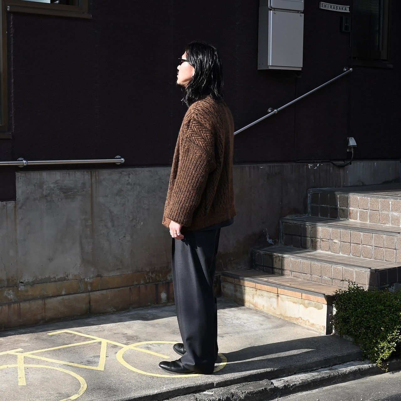 YASHIKI(ヤシキ)Sekkei mohair Cardiganコーディネート