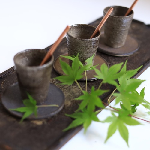 AS 吉見螢石　須恵器茶杯セット